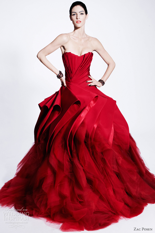 zac posen fall 2012 red wedding dress Showstopping glamourous gowns from 