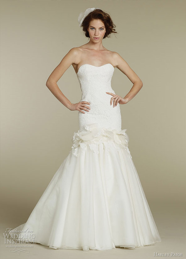  organza skirt and cut out back bella wedding dress 2012 by Hayley Paige