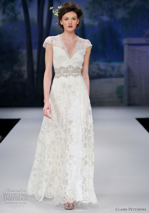 lace skirt lined in pearl silk claire pettibone 2012 bridal gown spring