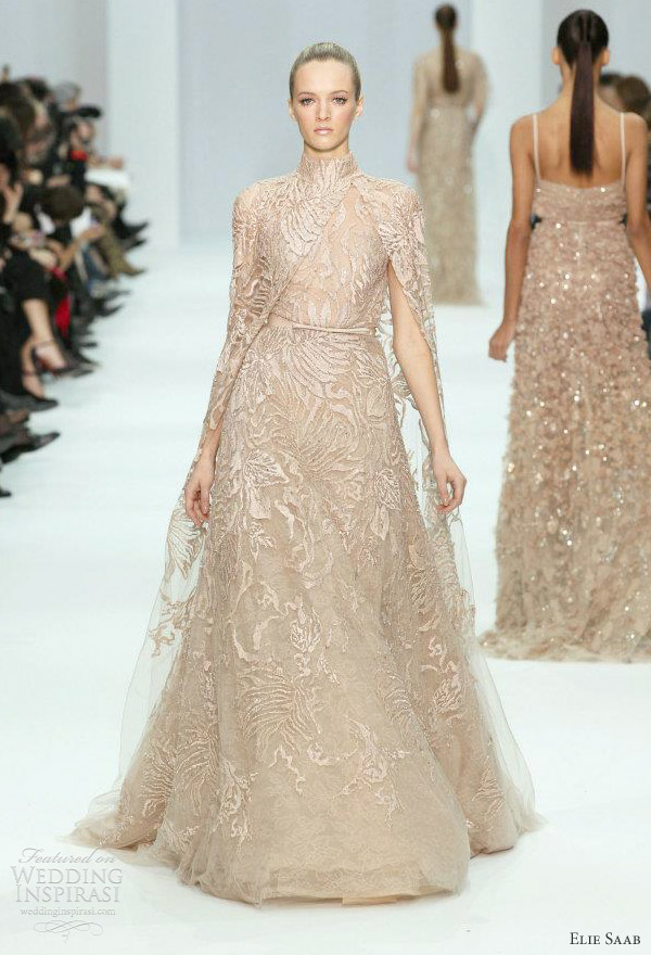 Gown high collar cape combo elie saab wedding dresses spring 2012