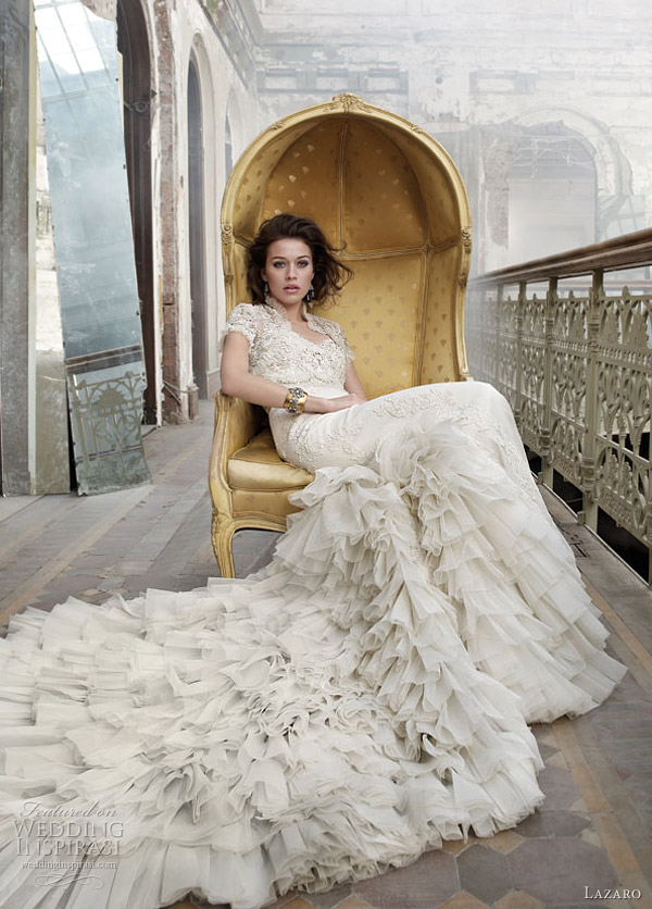 More gorgeous Lazaro wedding dresses after the jump