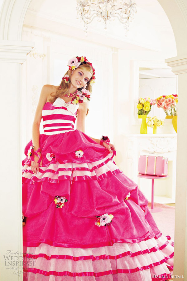 Pink ball gown with black