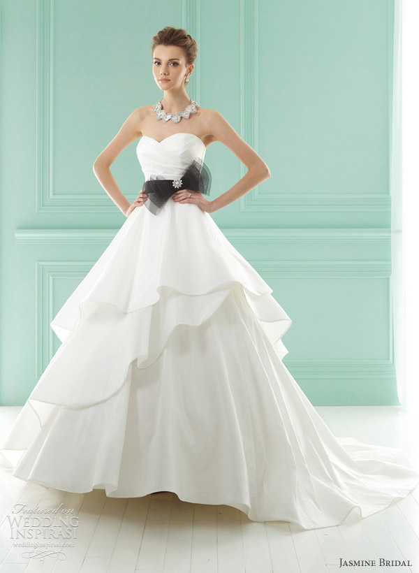 jasmine wedding gown 2012 Tiered ruffle wedding dress in Italian satin and