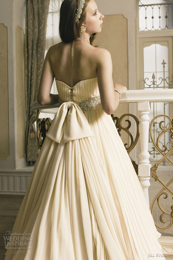 Pleated offwhite strapless wedding dress jill stuart bridal collection