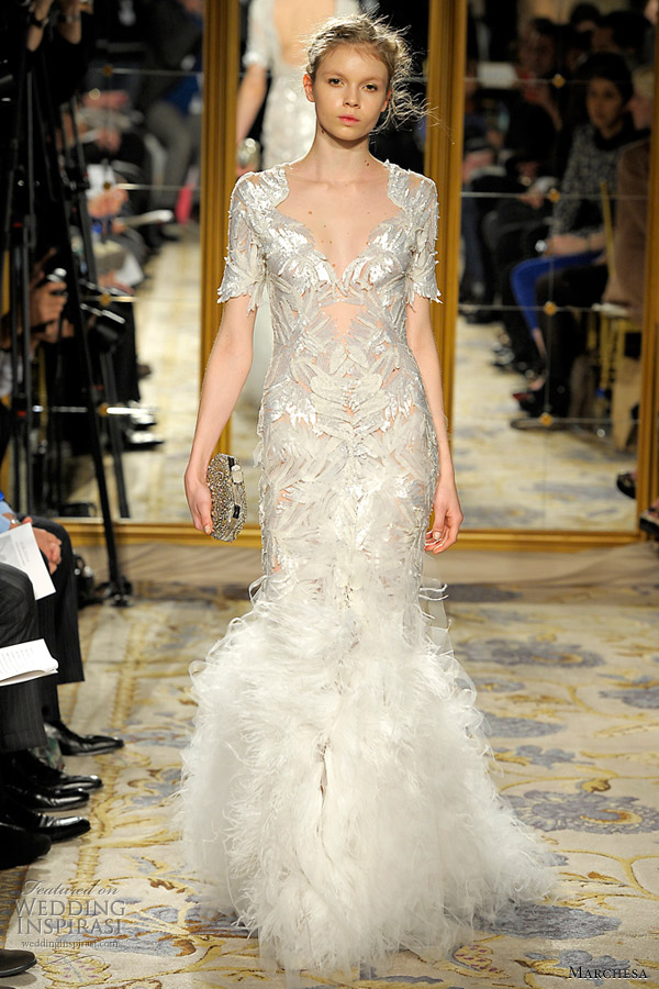 marchesa fall winter 2012 2013 collection wedding dress Sheath gown with 