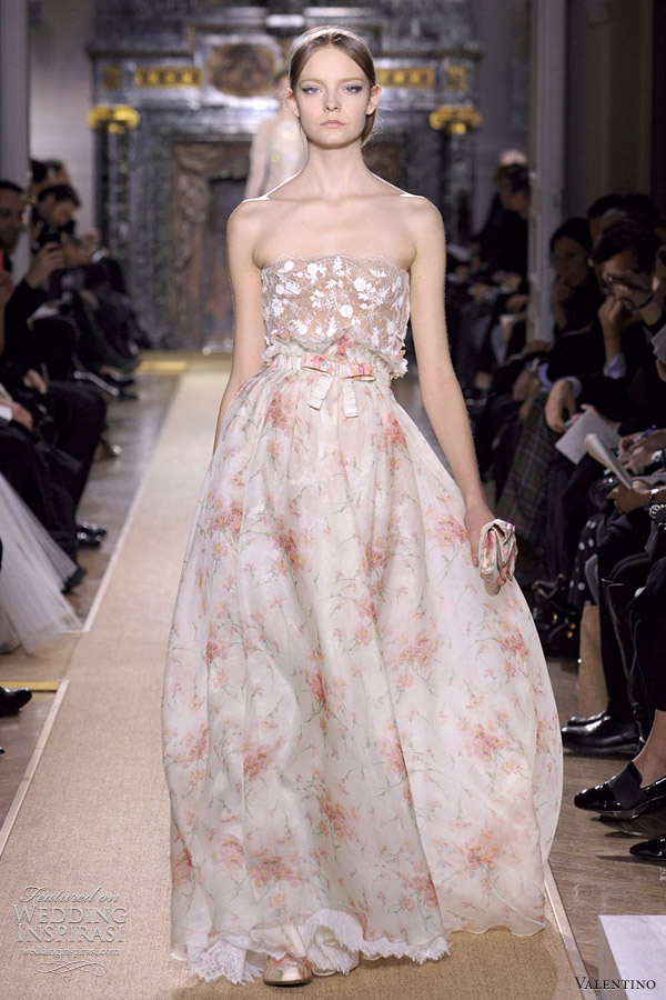 valentino bridal spring 2012 Cha ne motifs and watery prints create