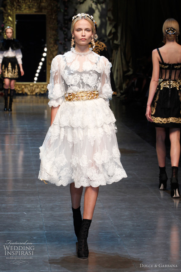  black gold nude and beige dolce gabbana wedding dresses fall 2012 