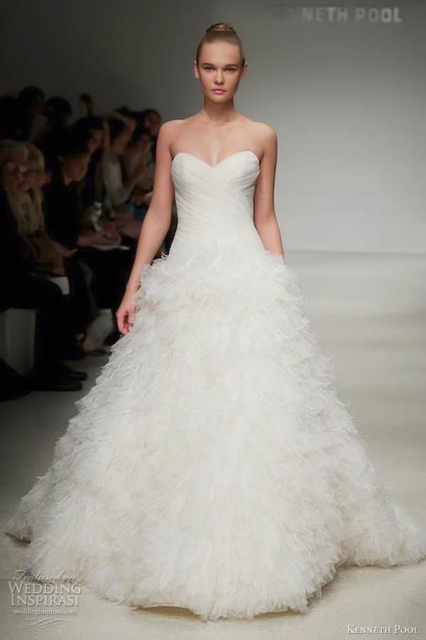 and ostrich feather skirt kenneth pool wedding dress fall 2012 ariana