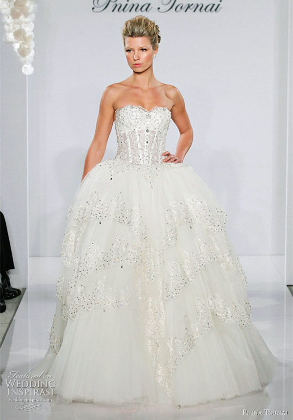 pnina tornai wedding dresses 2012 One shoulder ball gown with textured
