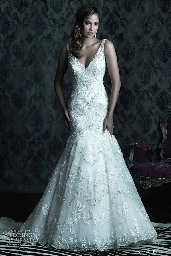 allure bridals fall 2012 couture c230 Allover beaded lace mermaid gown 