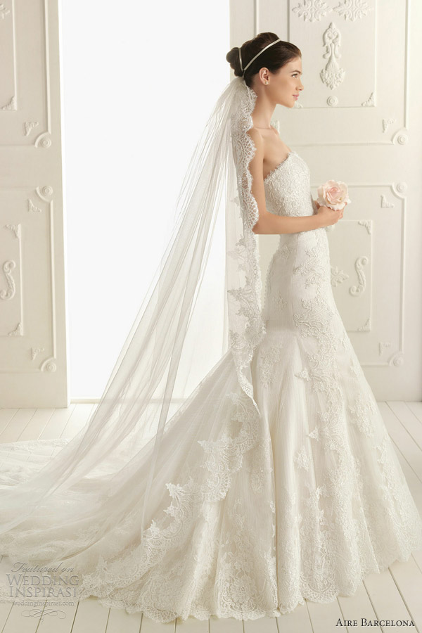 aire barcelona 2013 ralph fit flare strapless wedding dress