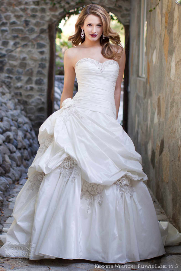 private label by g kenneth winston 2013 wedding dress dropped waist ball gown pl1481
