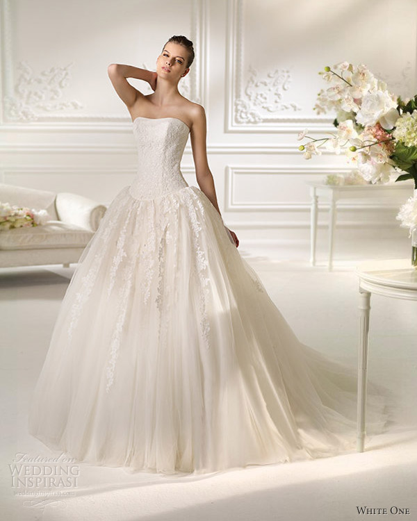 white one wedding dresses 2013 neron strapless ball gown basque waist