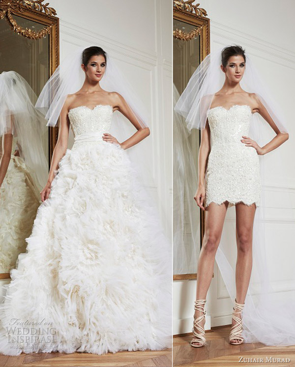 zuhair murad bridal fall 2013 starina convertible short mini wedding dress ball gown