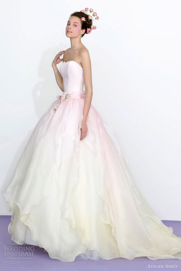 atelier aimee 2013 strapless ombre pink ivory wedding dress