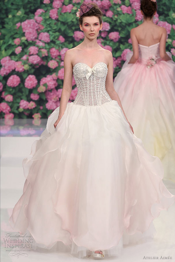 atelier aimee bridal 2013 rose pink ombre color wedding dress