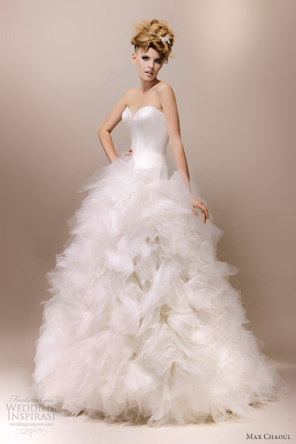 max chaoul wedding dresses 2013 meryl ball gown ruffle skirt