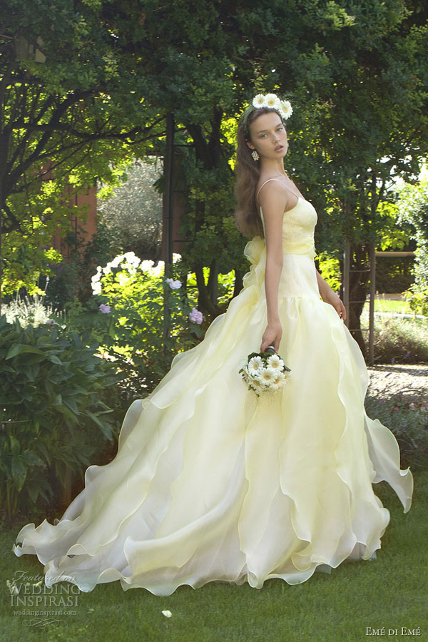 eme di eme wedding dresses 2013 pale yellow gown