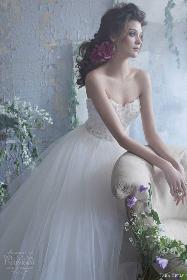 tara keely spring 2013 bridal tulle ball gown wedding dress beaded floral sweetheart neckline