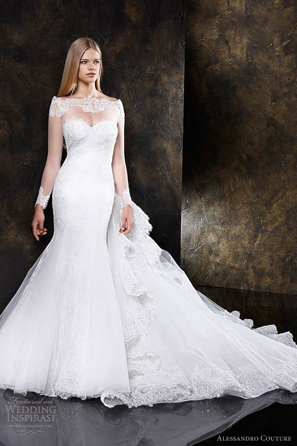 alessandro couture 2013 butterfly collection wedding dress illusion sleeves