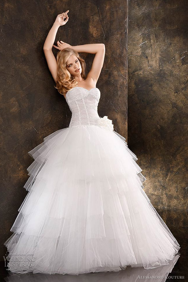 alessandro couture 2013 butterfly strapless ball gown