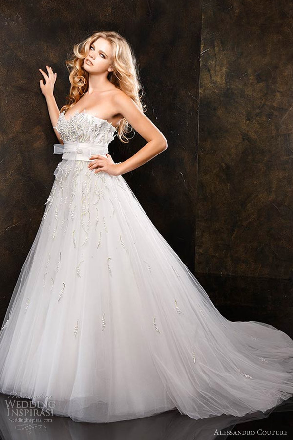alessandro couture 2013 butterfly strapless wedding dress