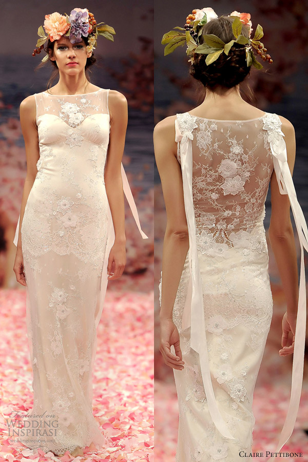 claire pettibone spring 2013 aphrodite sheath sleeveless wedding dress illusion back