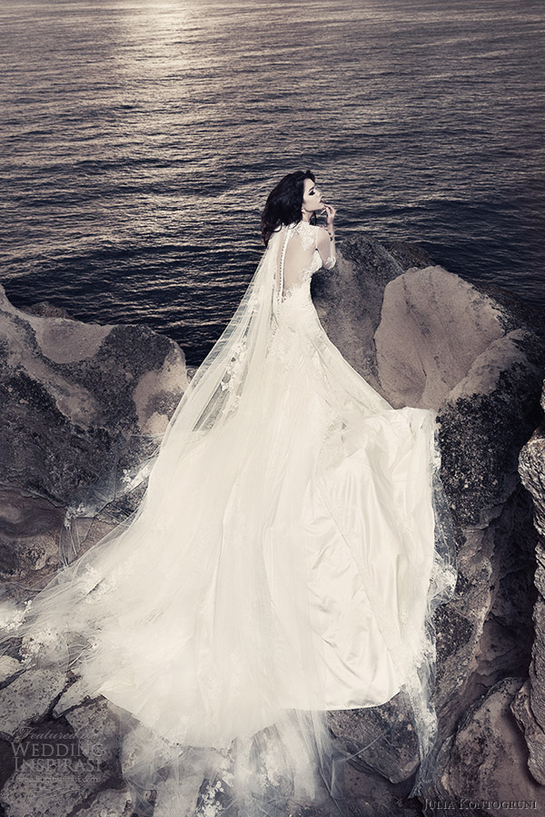 julia kontogruni 2013 bridal wedding dress with illusion sleeves