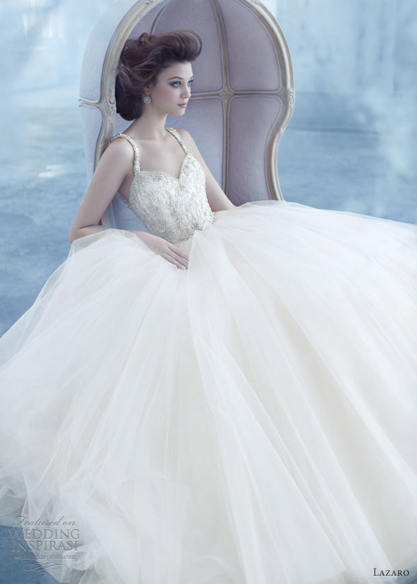lazaro wedding dress spring 2013 tulle ball gown sweetheart beaded straps style lz3319