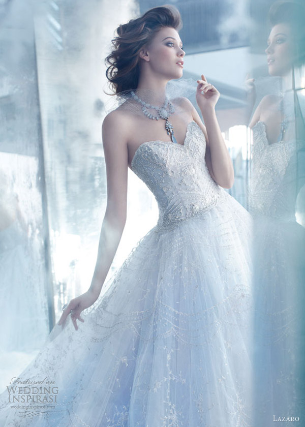 lazaro wedding dresses spring 2013 tulle ball gown hand embroidered overlay sweetheart close up