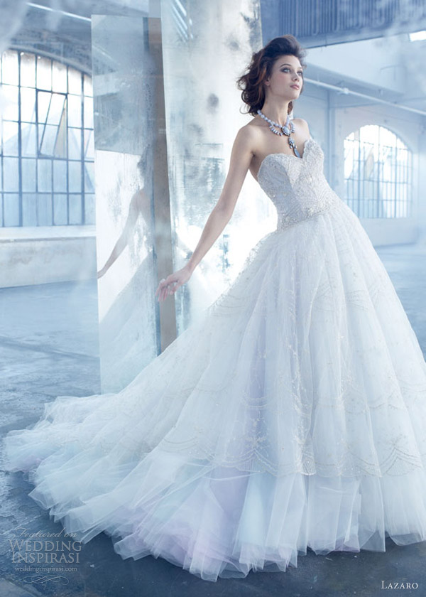 lazaro wedding dresses spring 2013 tulle ball gown hand embroidered overlay sweetheart lz3320