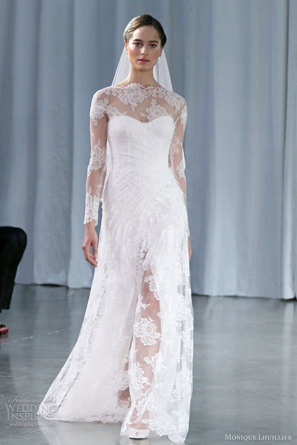 monique lhuillier fall 2013 kayla long sleeve gown