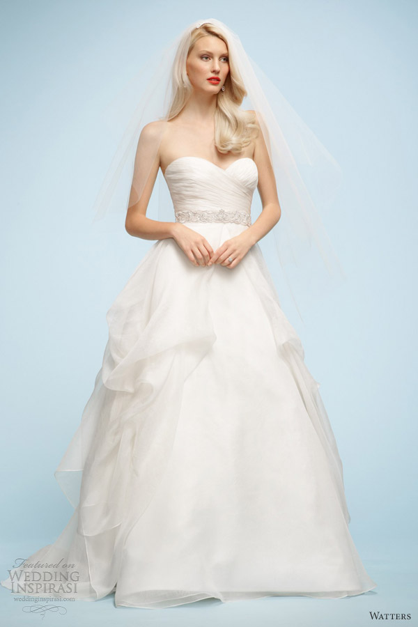 watters spring 2013 bridal jordana strapless wedding dress full skirt
