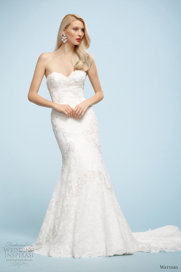 watters wedding dresses spring 2013 fabienne strapless lace gown