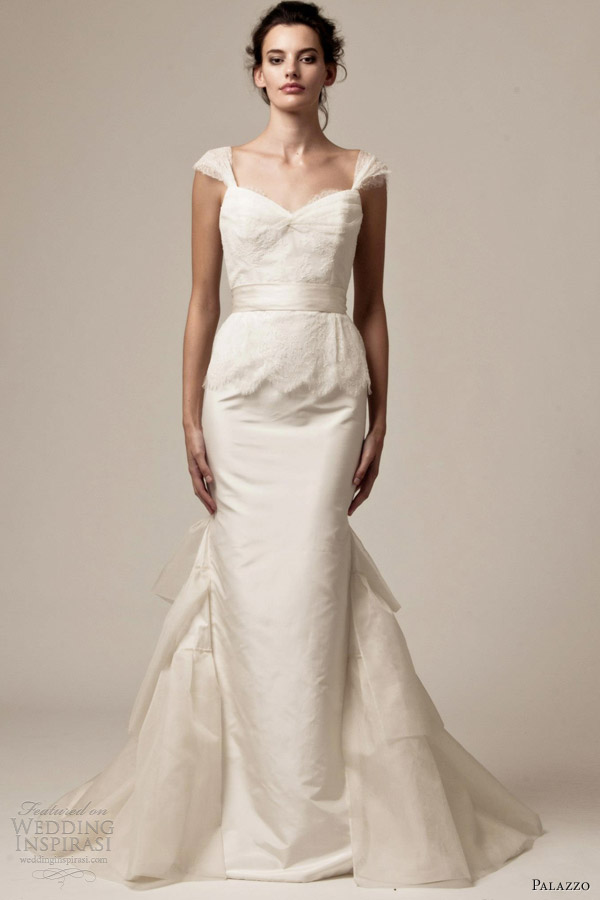 palazzo bridal by jane white 2013 maya lace peplum wedding dress