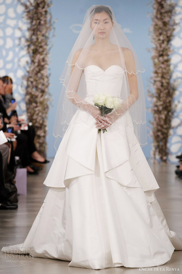 Oscar de la Renta vestidos de noiva 2014 vestido de seda faille querida tableau