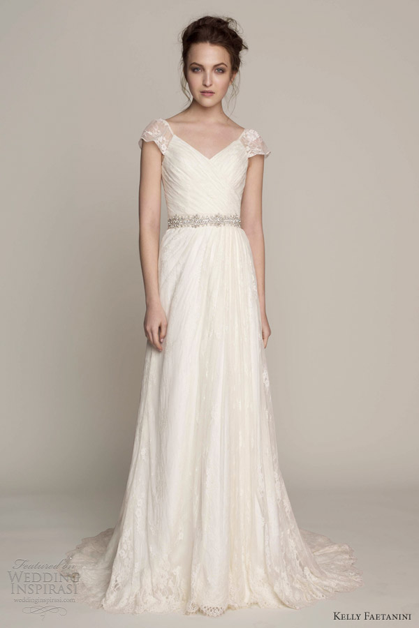 kelly faetanini wedding dresses spring 2014 madeline cap sleeve gown surplice