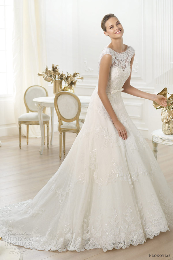 pronovias 2014 costura bridal lenit cap sleeve wedding dress