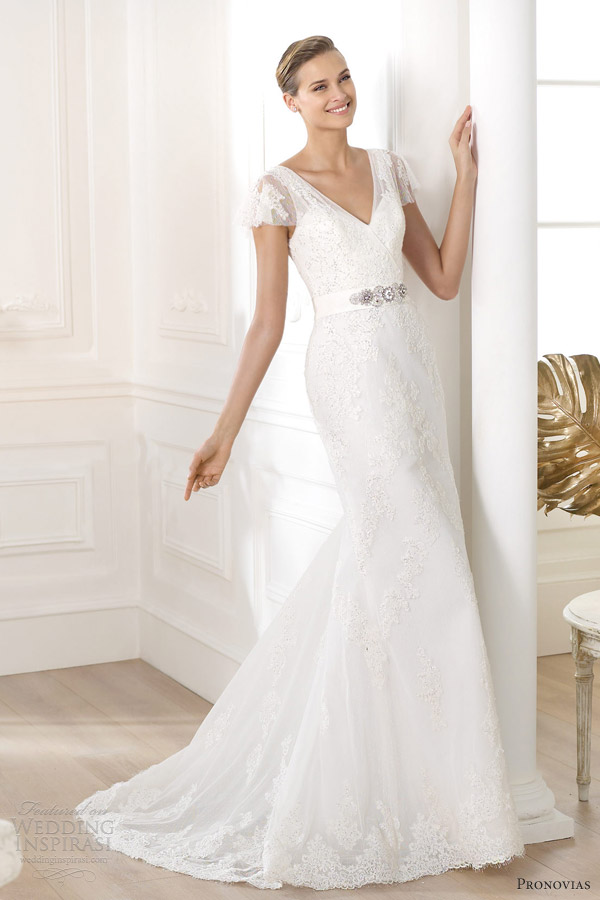 pronovias 2014 costura lianela flutter sleeve wedding dress