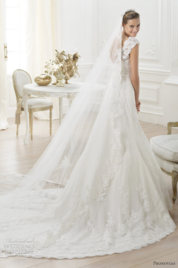 pronovias bridal 2014 costura lencie wedding dress lace straps