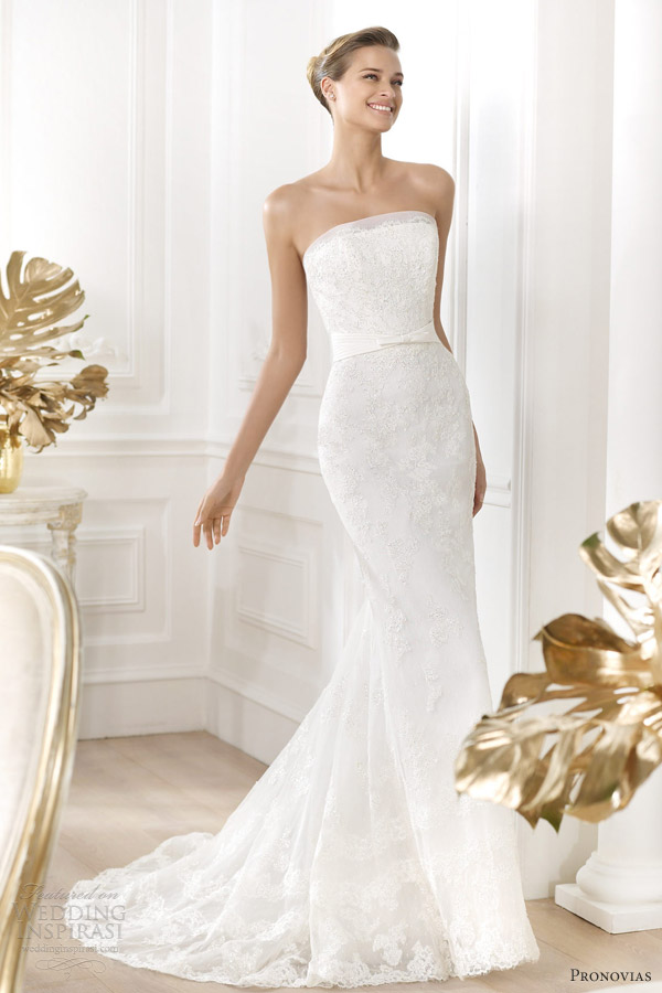 pronovias wedding dresses 2014 costura leiva strapless sheath gown
