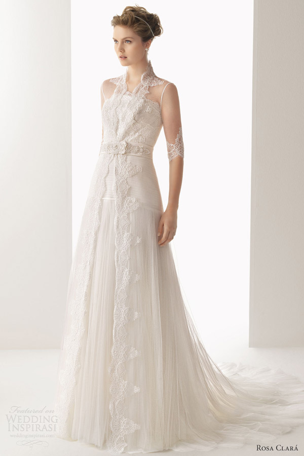 wedding dress with lace coat