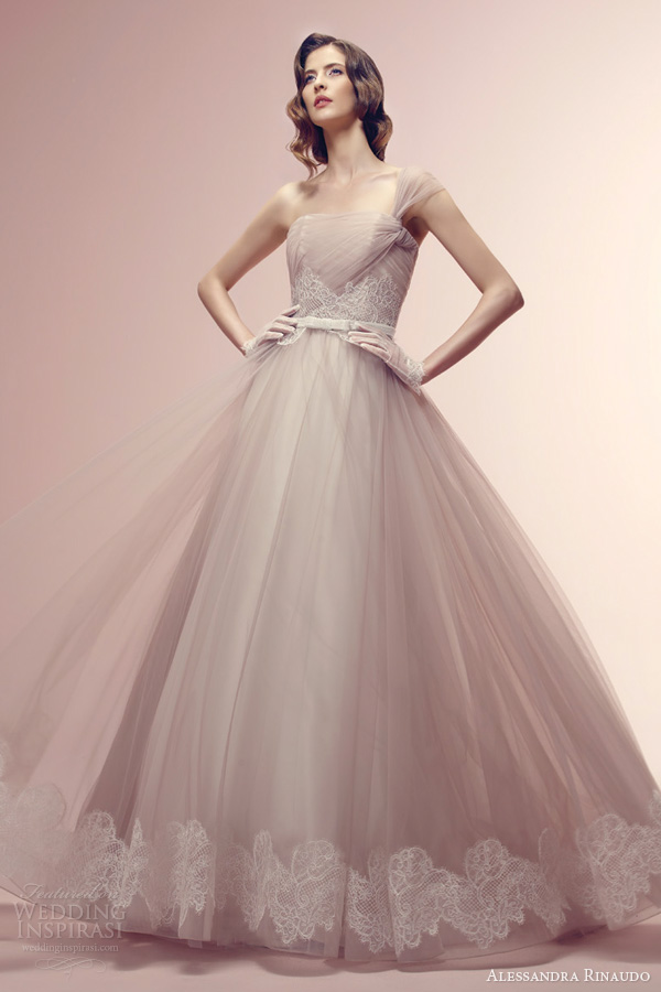 alessandra rinaudo 2014 color wedding dresses rosabell one shoulder powder pink gown Alessandra Rinaudo: Za dame koje žele više