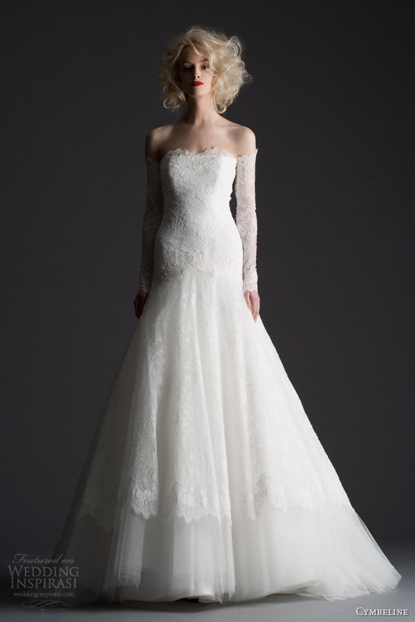 cymbeline 2014 honda romantic wedding dress off shoulder long sleeves