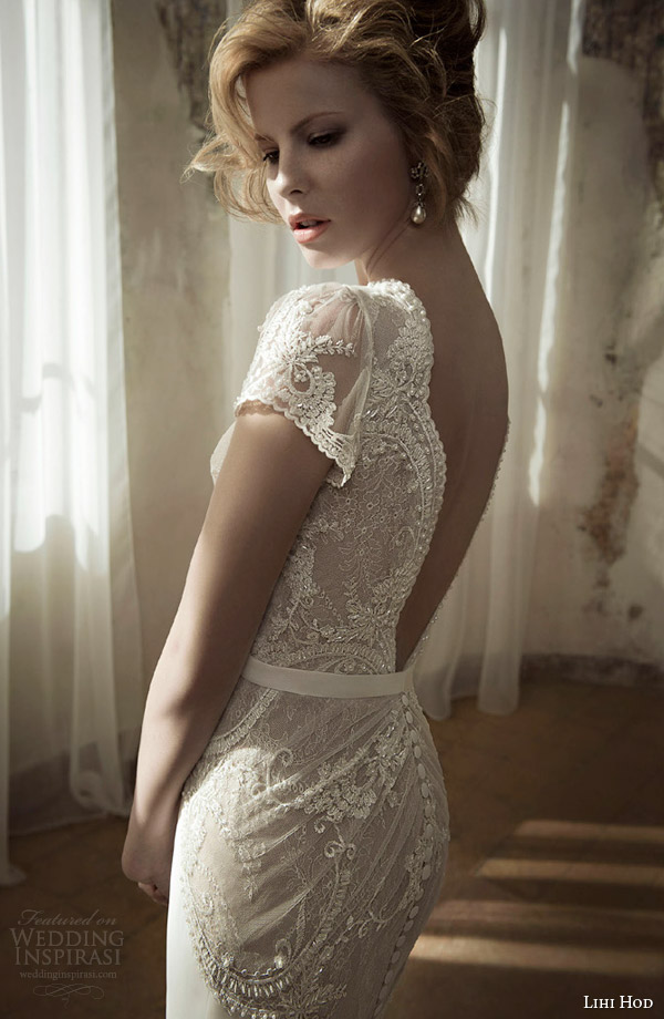 lihi hod wedding dress spring 2014 lay gown cap sleeves close up