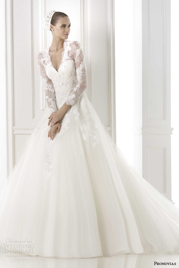 More Pronovias 2015 pre-collection wedding dresses on the next page.