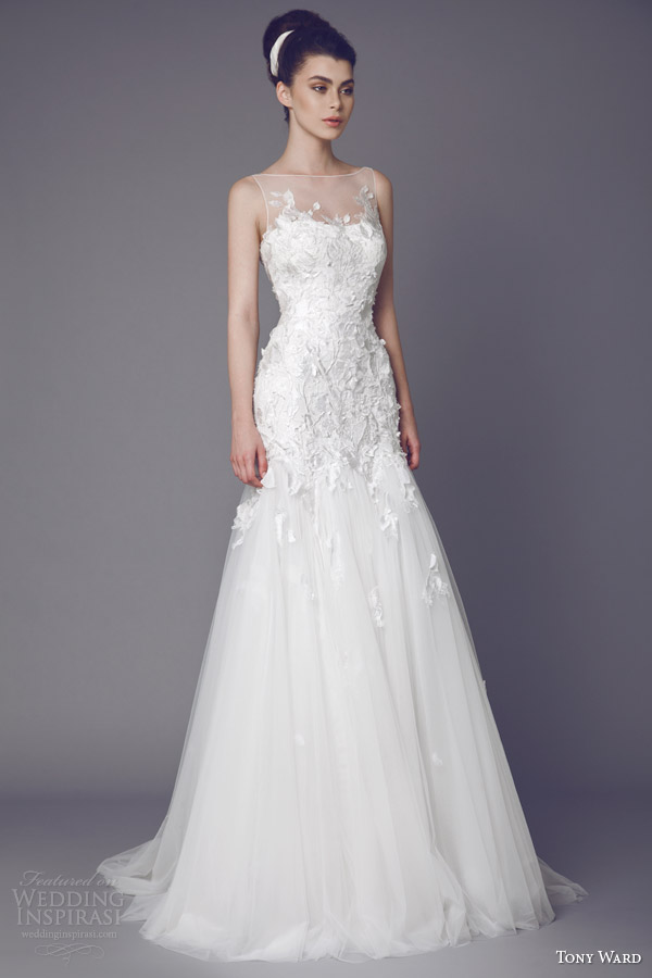tony ward bridal 2015 stellaire sleeveless wedding dress illusion ...
