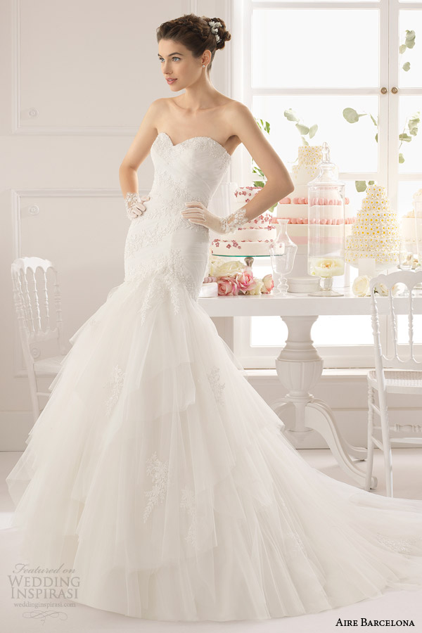aire barcelona 2015 bridal alber strapless fit and flare sweetheart neckline wedding dress