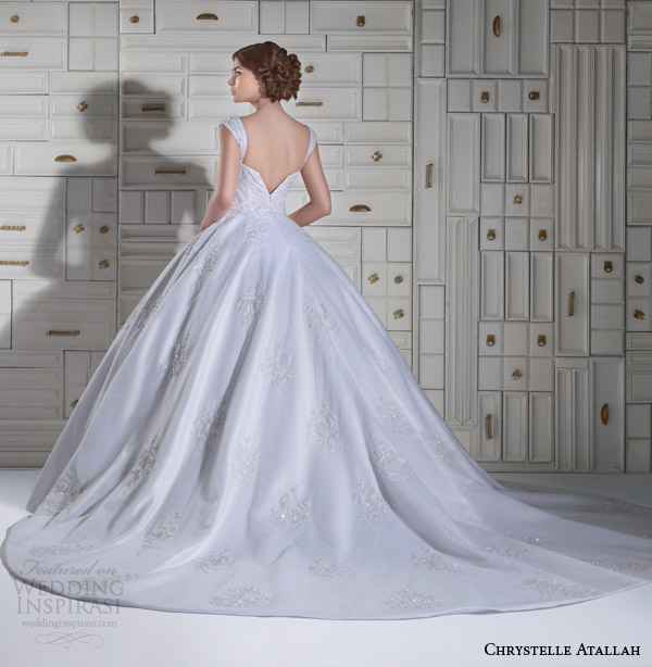 chrystelle atallah bridal spring 2014 ball gown wedding dress with straps back view