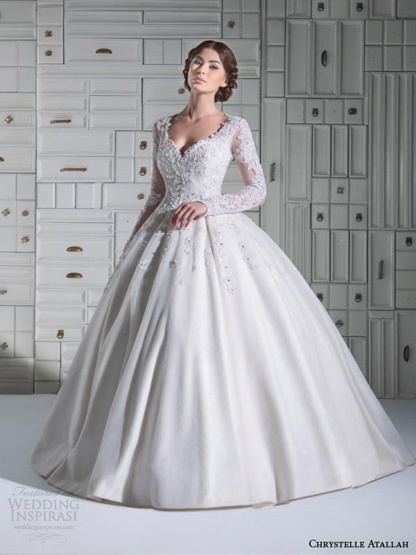 chrystelle atallah bridal spring 2014 long sleeve ball gown wedding dress